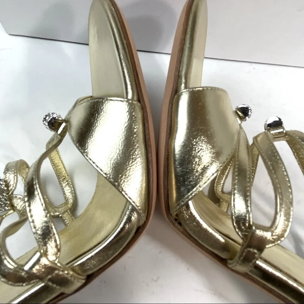 NWT Gucci crystal gold Milady sandals 7.5